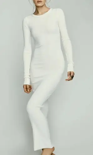 ETERNE Long Sleeve Crewneck Maxi Dress in Cream XLarge New Womens Long Column White Size XL