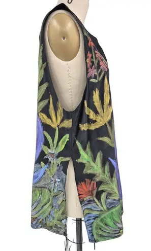 Glory Fibers original designs 100% silk hand painted dress black Iris Garden M Size M