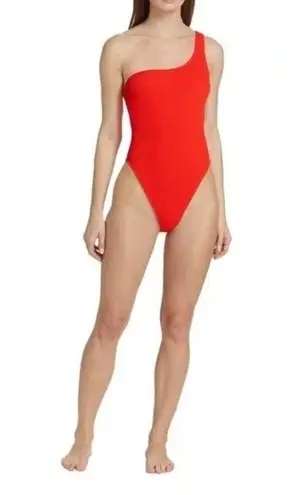 Good American  Always Fits One Shoulder Bright Poppy Textured One Piece Swimsuit