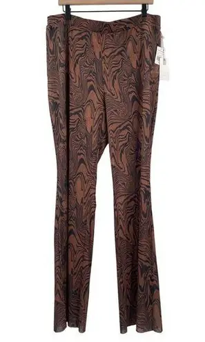 Good American  Mesh Flare Pants Size 3XL Plus Size Cover Up Sheer Chai Swirl NWT