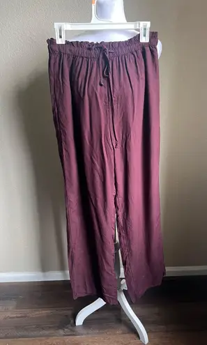 American Eagle maroon wide leg draw string pants | large