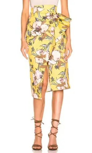 Silvia Tcherassi Guzmania Skirt Botanical Yellow Floral Ruffle sz Small