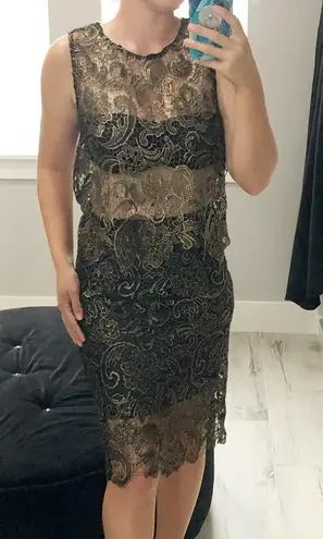 Sans Souci Black & Gold Lace Skirt Set