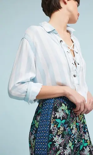 Rails Striped Long Sleeve Lace Up Shirt