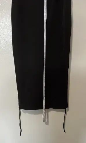 Club L London ODESSA BLACK PLUNGE SLEEVELESS MIDI DRESS WITH TIE WAIST