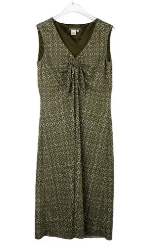 Isabella Bird Olive Green Mosaic Sleeveless Sun Dress Midi Dress Extra Small Size XS