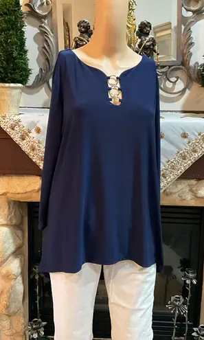 Ny Collection Navy long sleeve Relaxed Blouse PXL