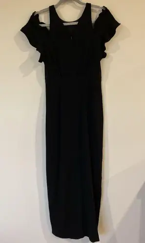 H by Halston Black Flutter Sleeve Bare Shoulder Maxi Dress Size 2