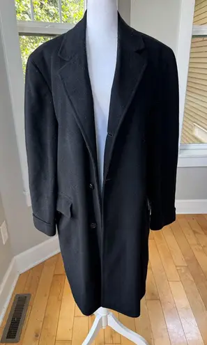 Vintage Black Italian Cashmere Wool Long Dress Coat Measures Size Large