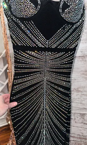 Boutique Black Rhinestone Bodycon Dress