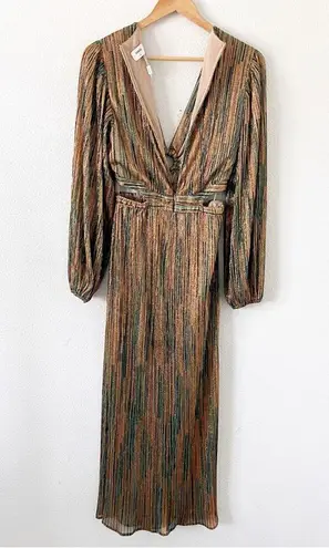 Suboo Ana Cut Out Maxi Dress in Green/Gold Metallic Green