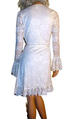 Hot as Hell Floral Ivory Lace Wrap Dress S