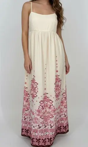 Commense Womens Maxi Dress Floral Sleeveless Casual Summer Cream Pink Size M Size M