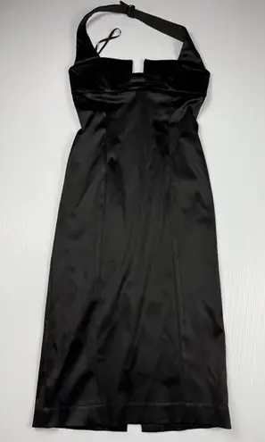 Bebe  Elegant Black Halter Neck Formal Evening Dress Cocktail Party Gown size S‎
