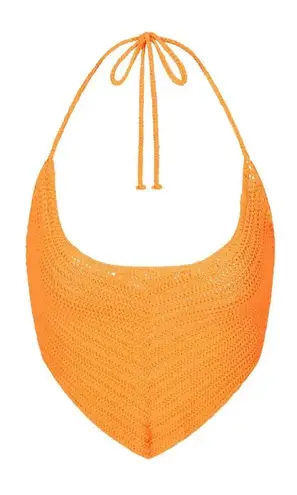 SKIMS NWT Crochet Swim Handkerchief Top Neon Orange