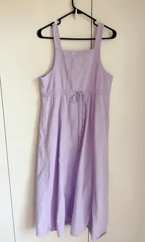Vintage 1990s Lilac ButtonFront Pinafore Dress Soft Cotton Minimal Cottagecore Purple Size 6