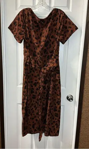 Zapelle Brown/Black Animal Print Short Sleeve Aline Midi Dress size 1X