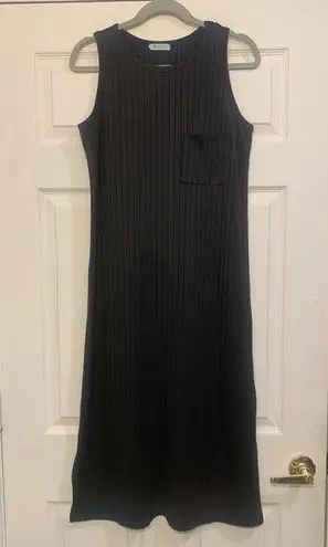 BomBom Black Tank Top Ribbed Slim Large Casual Dress. 1983
