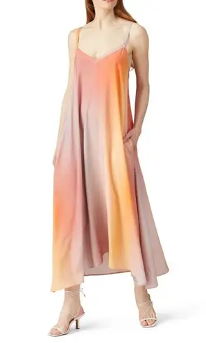 VEDA Fiesta Sunset Gradient Ombre V Neckline Maxi Dress XL Pink