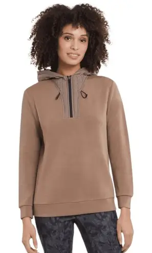 Tribal Jeans Hoodie Women Large Brown Zip Front Pullover Sweatshirt Athleisure Brown