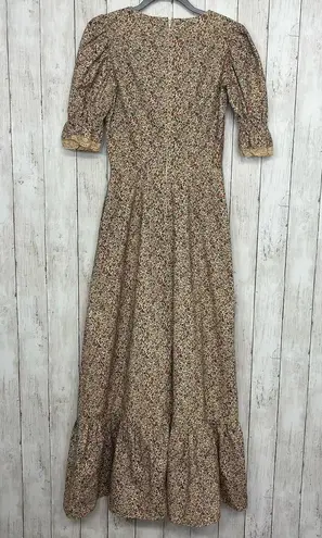 Vintage Handmade 3/4 Sleeve Zipper Back Floral Modest Boho Prairie Costume Dress