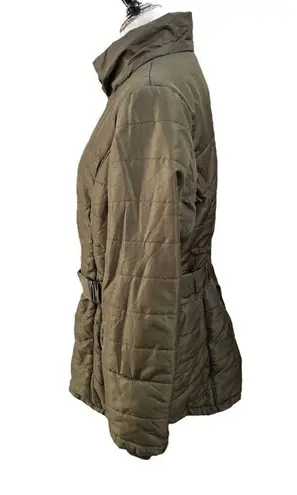 Susan Graver Puffer Jacket with Matching Belt Army Green Size Large