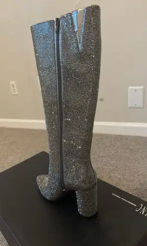 INC I.N.C Paiton Block-Heel Silver Grey Knee High Boots 7M