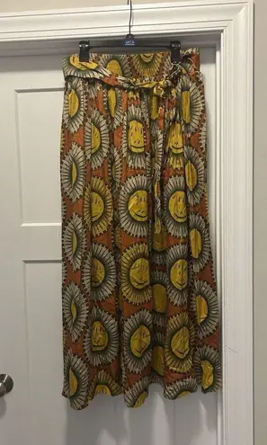 Touch Me African Ethnic Inspired Boho Print Smocked Maxi Skirt Size 1X Belted