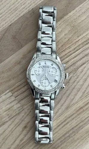 Bulova Ladies Watch Diamonds Chronograph White Dial Stainless Bracelet