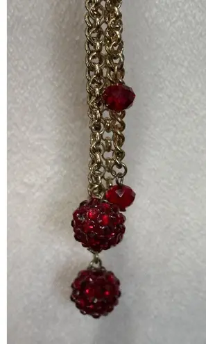 Elegant Rhinestone Crystal Clayball Long Necklace Disco Ball Boho Chic Whimsical Red