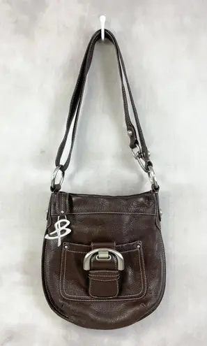 B Makowsky Womens Leather Crossbody Bag Brown Minimalist Old Money Retro Luxe
