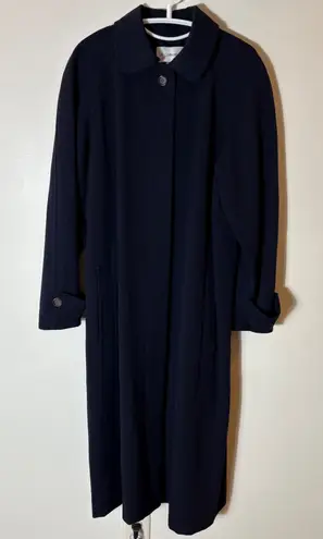 Vintage JH Collectibles 100% Wool Long Overcoat Navy Made in USA Minimalist L Blue Size L