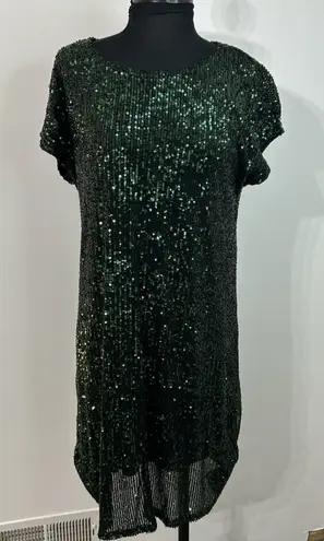 Cable & Gauge Emerald Green Sequin Cocktail Dress – Size M