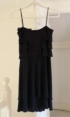 ABS Allen Schwartz Vintage Y2K Tiered Overlay Bow Accent Dress Size P Black