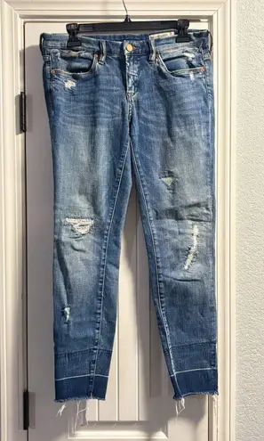 Blank NYC Crop Jeans Womens Size 28 Distressed Raw Hem Stretch Denim Staple Blue