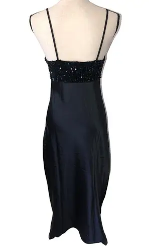 Maxi Dress Womens Size M Black Sleeveless Satin Sequins Prom Formal Evening Event Size M