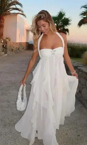 Wavy maternity dress White Size XL