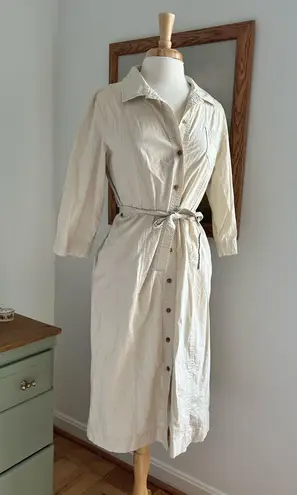Orvis beige belted shirt dress