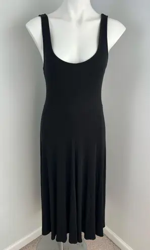 Marine layer Lexi Fit & Flare Ribbed Knit Midi Dress in Black Medium