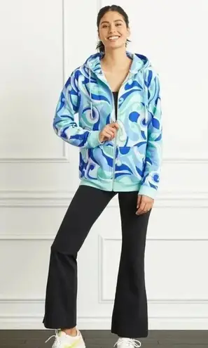HILL HOUSE Allie Full Zip Hooded Jacket Blue Ocean Kaleidoscope Size Small