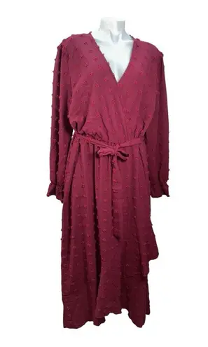 BTFBM Boho Maxi Dress XXL Burgundy Long Sleeve V