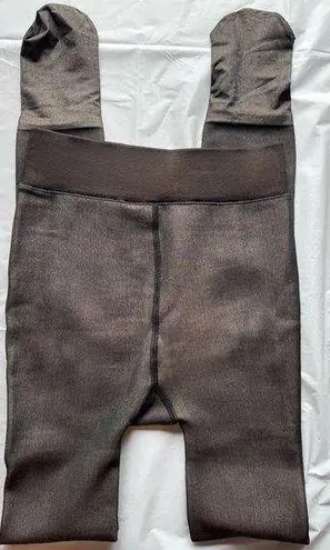Thick Spandex Black Nude Insulated Fleece Leggings with Feet L