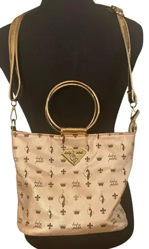 Baby Phat Rose Gold Logo Print Shoulder Bag Ring Handles & Strap Y2K Vintage