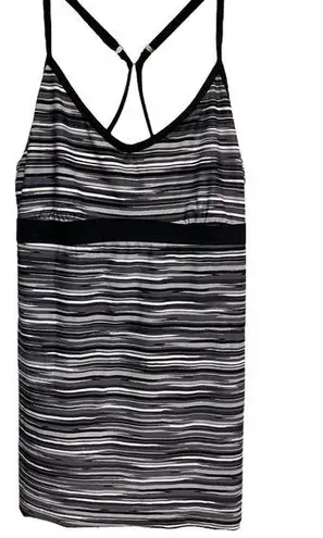 Athleta  Shorebreak Tank Top Black Space Dye Athleisure Swim Workout Medium Tall