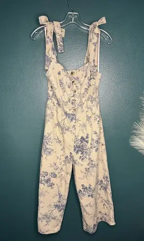 Gal Meets Glam Linen Blue Floral Jumpsuit