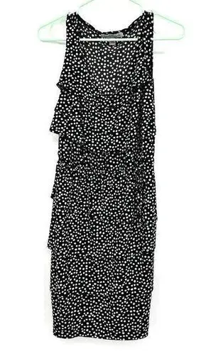 Danny & Nicole  size small black with‎ white polka dots sleeveless tiered dress