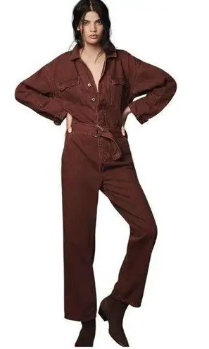 Ética Etica Larsen Utility Jumpsuit, size Medium, red washed denim. NWOT