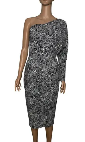 Chiara Boni La Petite Robe Hettie one shoulder bodycon dress Dalia Print sz 42 6 Black Size M