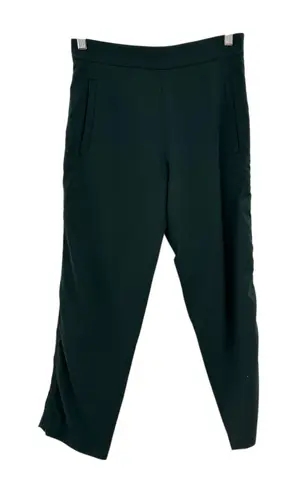 COS Wool Trouser Dress Pants Cropped Ruched Side Dark Green Size US 4