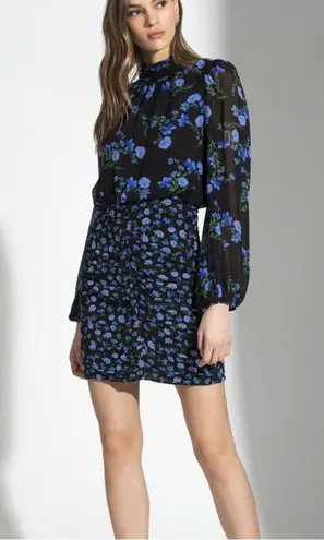 Shoshanna Kiana Mixed Floral Mini Dress Blue Black Size 4P